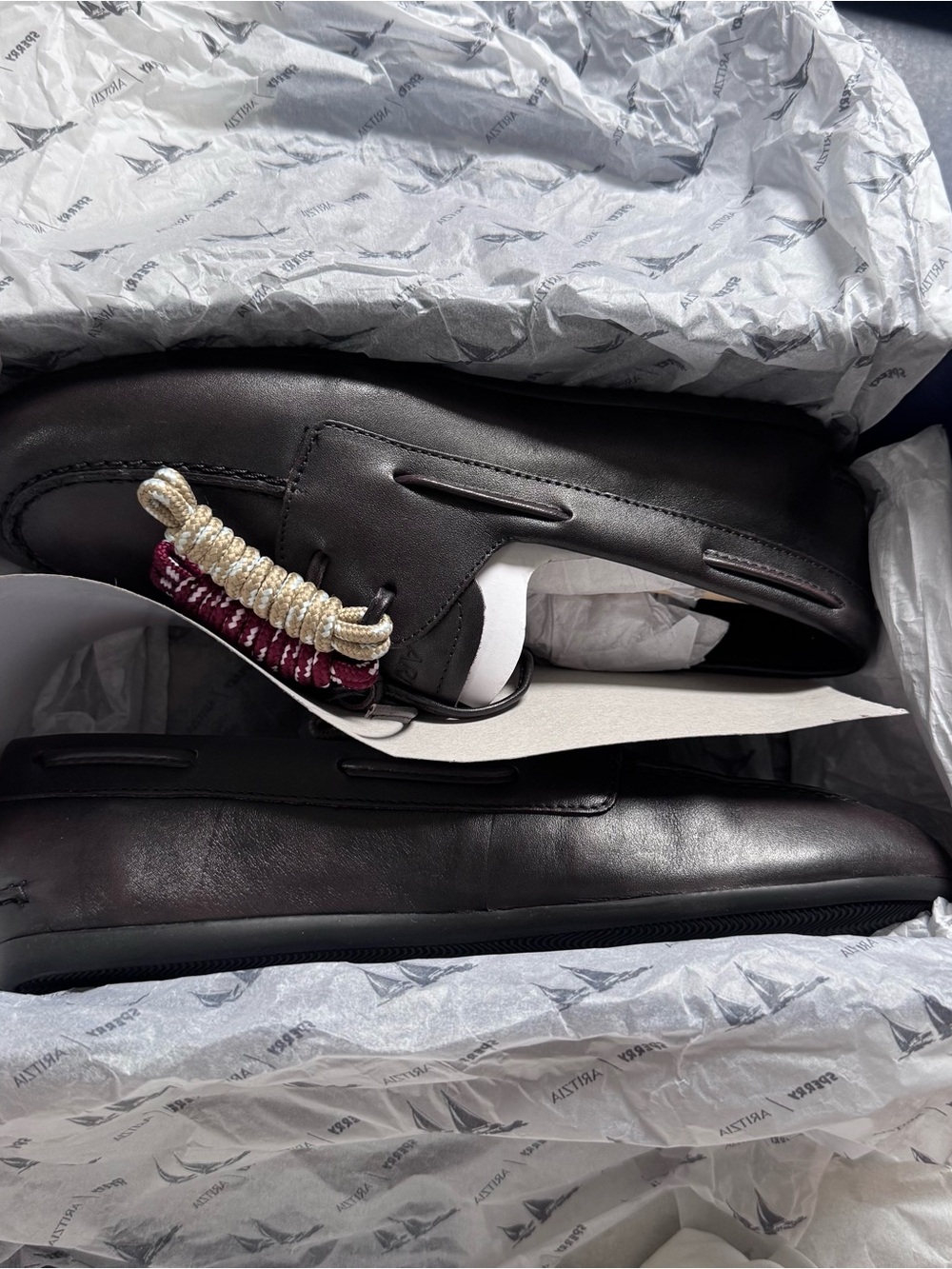 Sperry x Aritzia Women’s Dark Brown Leather Boat Shoes, Size 8, New in Box - Picture 7 of 7